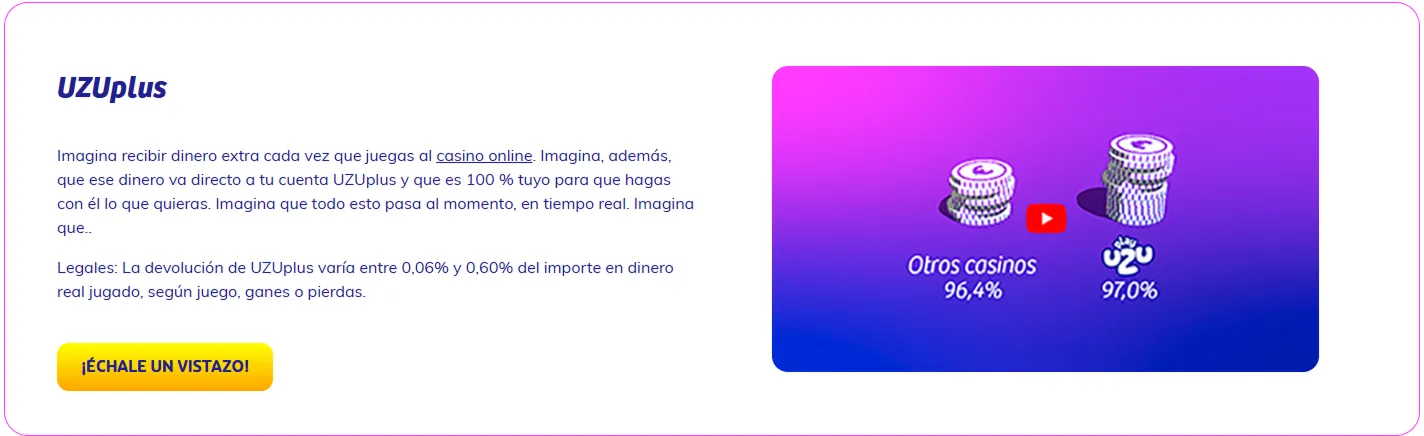 La ventaja técnica de PlayUZU: cashback UZUplus sin requisitos de apuesta